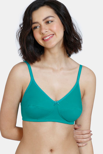Buy Zivame Beautiful Basics Double Layered Non Wired 3/4th Coverage T-Shirt Bra - Deep Peacock Blue